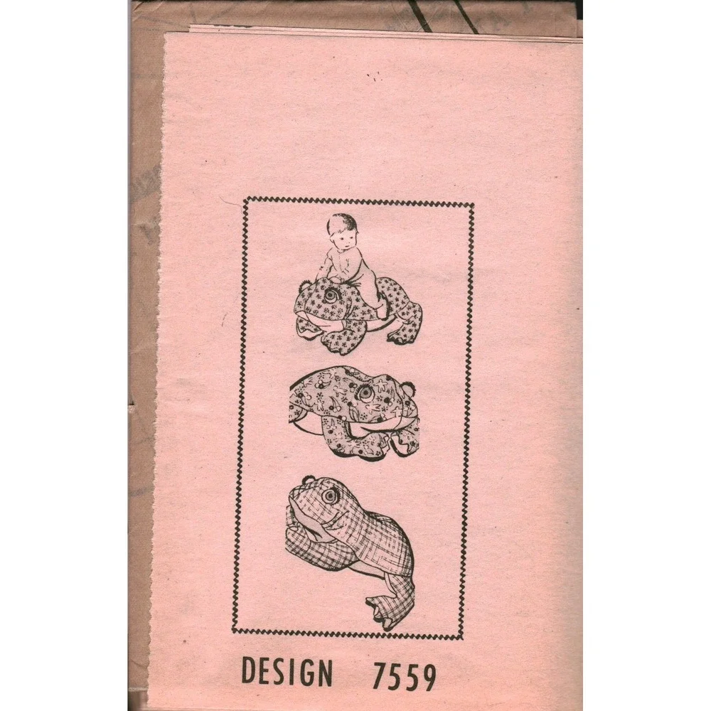 Vintage Design 7559 Frog Plush Stuffed Toy Sewing Pattern Mail Order Nursery FF